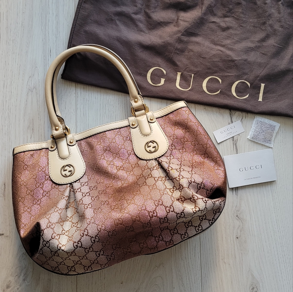 SOLD | Gucci Scarlett Stud medium tote (limited edition metallic rose)